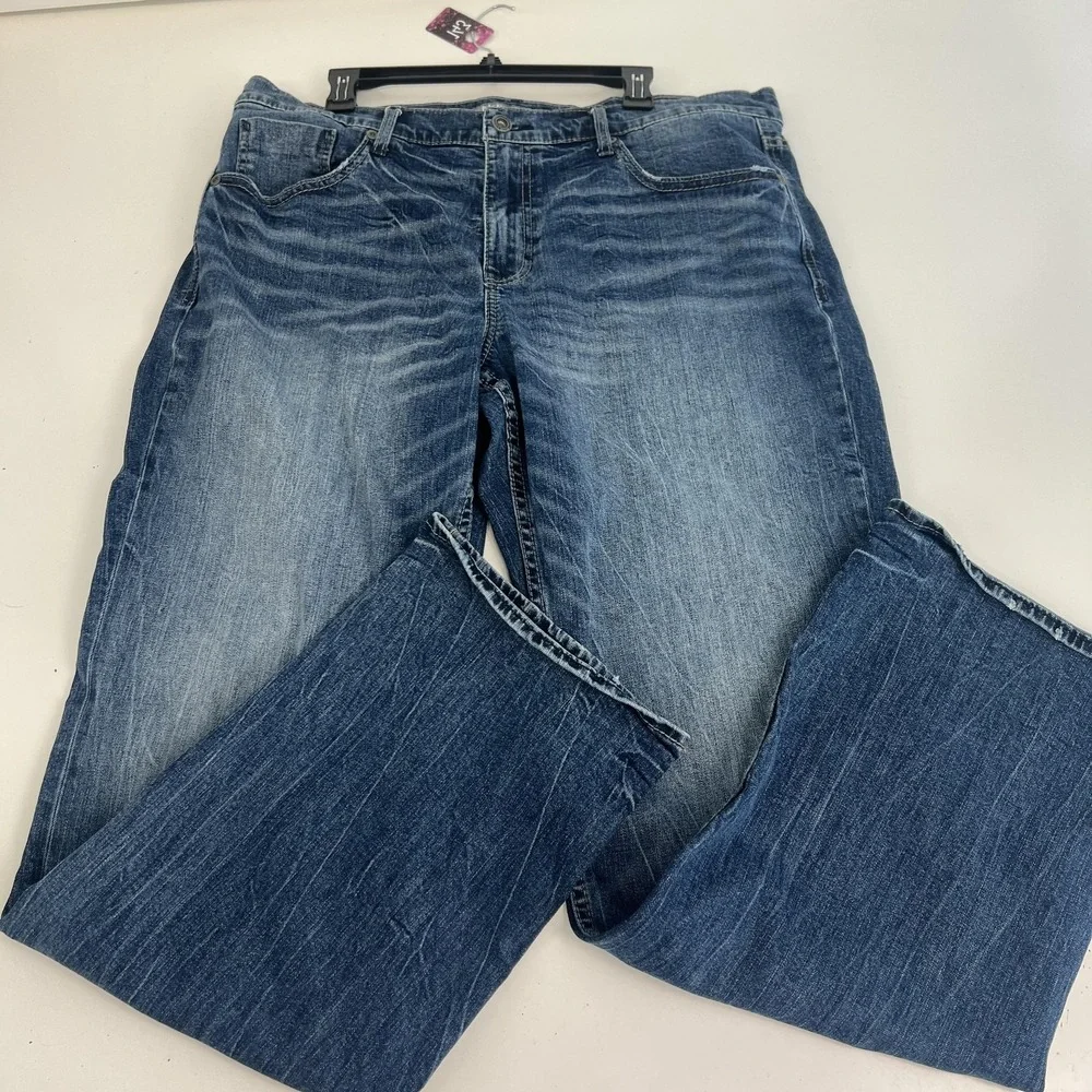 BKE Seth Jeans Mens 38x34 Blue Medium Wash Relaxed Straight Leg Denim Stretch